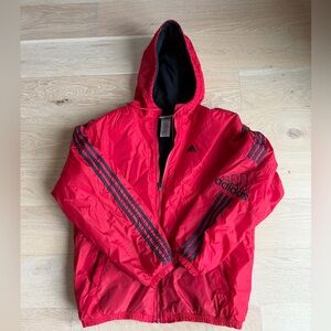 VIntage Adidas Men’s Fleece Lined Red Hooded Jacket
